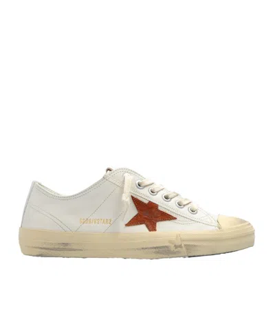 Golden Goose V-star 2 Leather Lace-up Sneakers In Beige