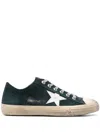 Golden Goose Super-star In Black Leather With White Leather Star And Heel Tab In Green