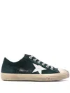 Golden Goose Super-star In Black Leather With White Leather Star And Heel Tab In Green