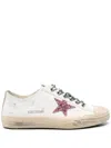 Golden Goose V-star Distressed Sneakers In White