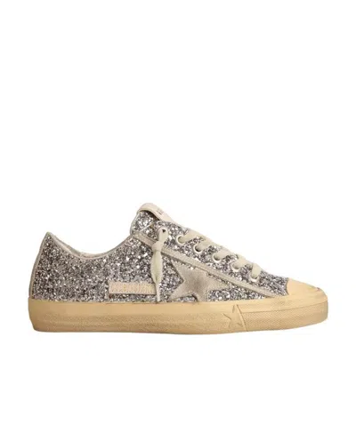 Golden Goose V-star Glittered Sneakers In Nude