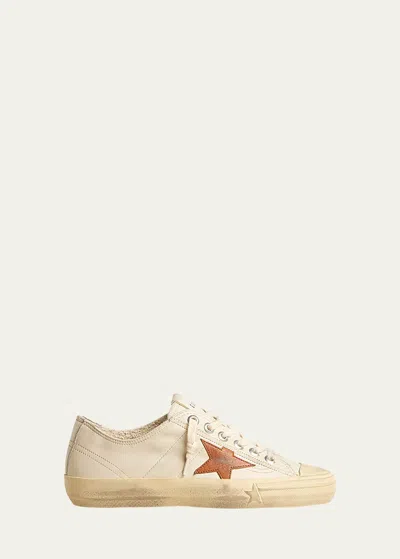 Golden Goose V-star Leather Low-top Sneakers In White/tan
