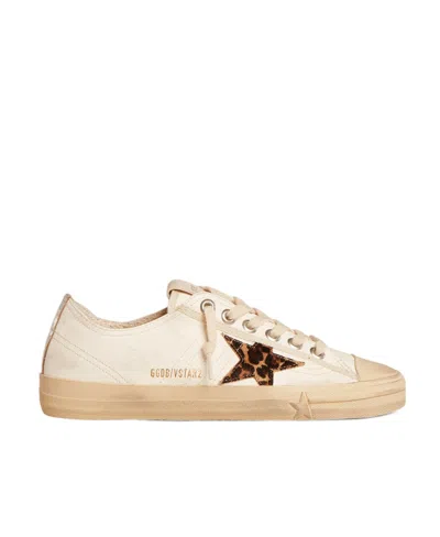 Golden Goose V-star Leather Sneakers In Nude