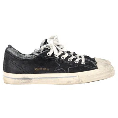 Golden Goose V-star Vintage Effect Sneakers In Navy Blue Canvas