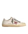 Golden Goose V-star With Pink Glitter Star And Metallic Leather Heel Tab In Neutral