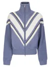 Golden Goose Journey Odilia Chevron Stripe Virgin Wool Zip Cardigan In Blue