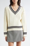 Golden Goose Varsity Crop Sweater In Neutral