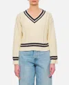 Golden Goose Cropped Sweater With Woven Pattern In White