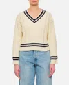 Golden Goose Cropped Sweater With Woven Pattern In White