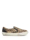 Golden Goose Brown Low Top Sneakers With Embossed Logo On The Heel And All-over Leopard Motif In Lea In Animalier