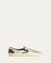 Golden Goose Vce Metallic Leather Slip-on Sneakers In Silverblack
