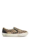 Golden Goose Brown Low Top Sneakers With Embossed Logo On The Heel And All-over Leopard Motif In Lea