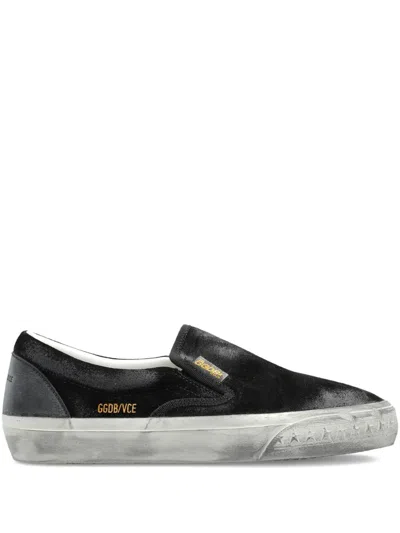 Golden Goose Vce Penstar Suede Slip-on Sneakers In Black