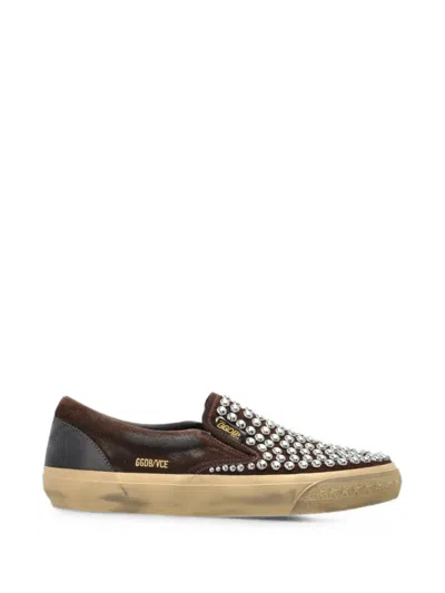 Golden Goose Vce Leather Loafers Round Toe Studs In Brown