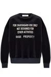 Golden Goose Black Chenille Embroidered Lettering Sweatshirt In Sky Captain/heritage White