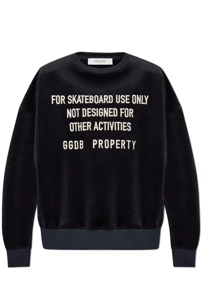 GOLDEN GOOSE SLOGAN EMBROIDERED CREWNECK