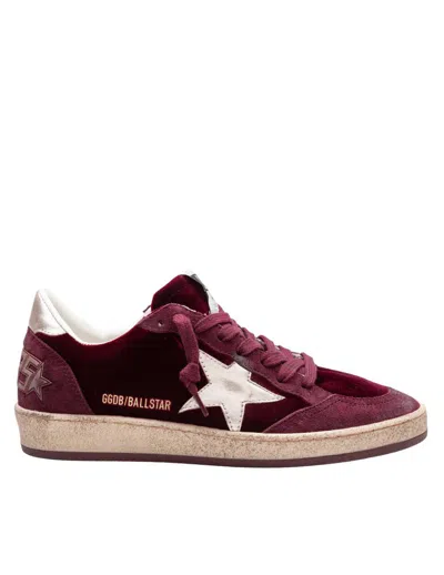 Golden Goose Velvet And Suede Sneakers In Red