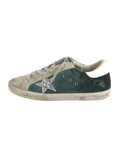 Pre-owned Golden Goose Velvet Colorblock Pattern Sneakers In Green
