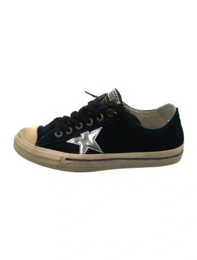 Pre-owned Golden Goose Velvet Distressed Accents Sneakers In Blue