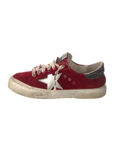Pre-owned Golden Goose Velvet Distressed Accents Sneakers In Red