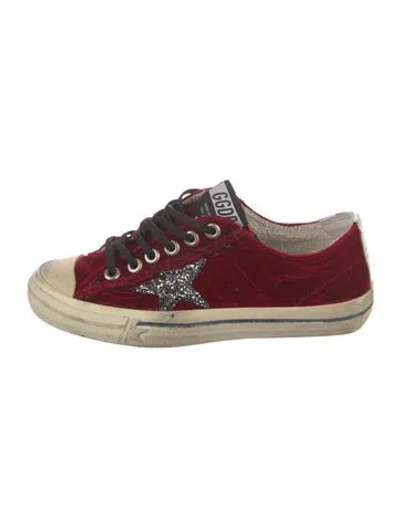 Pre-owned Golden Goose Velvet Glitter Accents Sneakers In Red