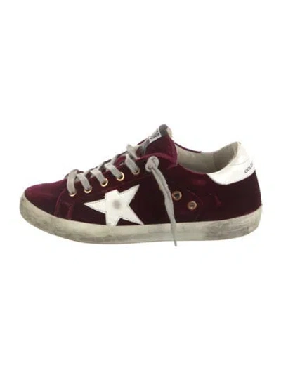 Pre-owned Golden Goose Velvet Printed Sneakers In Burgundy
