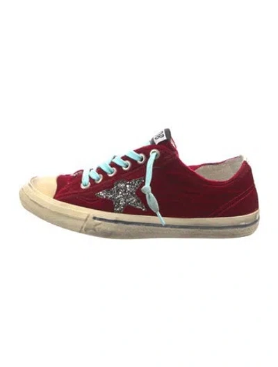 Pre-owned Golden Goose Velvet Printed Sneakers In Red