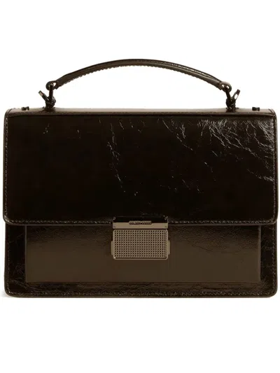 Golden Goose Venezia Bag Glossy Black Calf Handbag In Brown