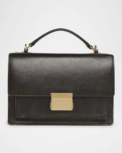 Golden Goose Venezia Distressed Leather Crossbody Bag In Black