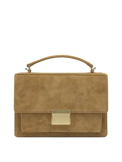 Golden Goose Venezia Suede Crossbody Bag Top Handle In Gold