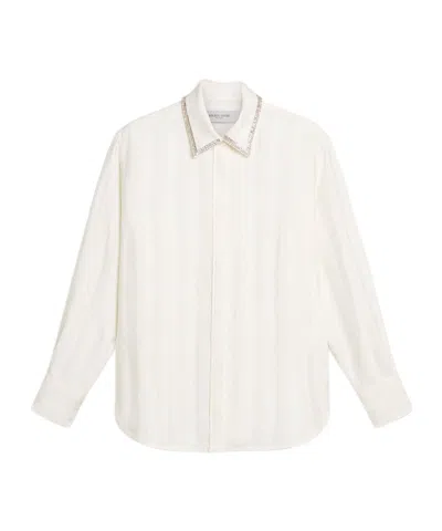 Golden Goose Vertical Stripe Long-sleeved Shirt In White