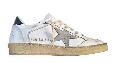 Pre-owned Golden Goose Vintage Ball Star Men's Shoes 10270 White And Midnight Blue In White + Blue