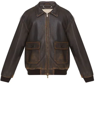 Golden Goose Vintage Brown Aviator Jacket For Men