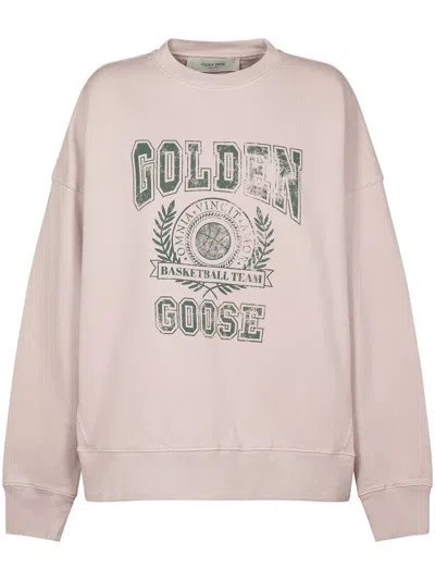 Golden Goose Vintage College Print Crew Neck Sweatshirt In Neutral