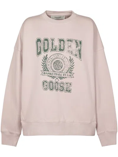 Golden Goose Vintage College Print Crew Neck Sweatshirt In Purple