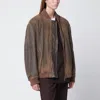 Golden Goose Brown Jacket With Sleeve Pocket And Distressed Effects In Leather Woman In Brown