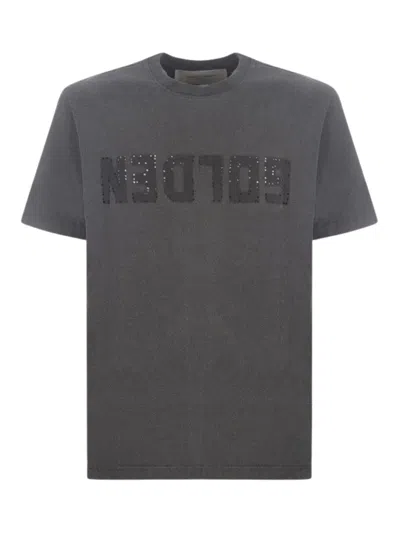 Golden Goose Vintage Effect Cotton Logo T-shirt For Men In Gray