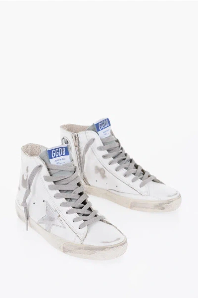 Golden Goose Vintage Effect Leather Francy High-top Sneakers In White