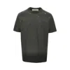 Golden Goose Vintage-effect Anthracite T-shirt With Perforated Heart Men In Black