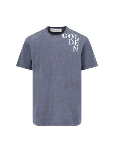 Golden Goose Vintage Faded Blue T-shirt With Distressed Print