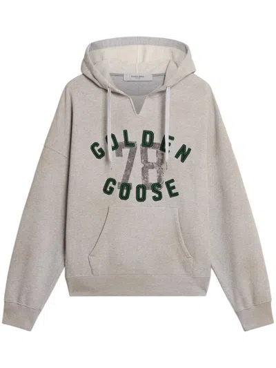 Golden Goose Vintage-inspired Unisex Hoodie With Ribbed Sides In Gray