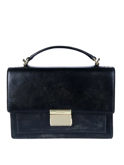 Golden Goose Vintage Mini Handbag With Gold Metal Details In Black