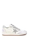 GOLDEN GOOSE VINTAGE WHITE AND SILVER LEATHER BALL-STAR SNEAKERS FOR WOMEN