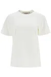 Golden Goose White Crewneck T-shirt With Rhinestone Embellishments On The Collar And Logo Detail On The Rear In C In White