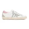 Golden Goose Vintage White Leather Sneakers With Pink Accents In Multi