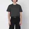 Golden Goose Vintage-effect Anthracite T-shirt With Perforated Heart Men In Green