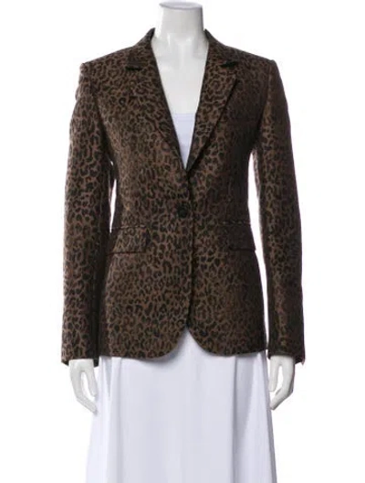 Pre-owned Golden Goose Virgin Wool Animal Print Blazer In Brown