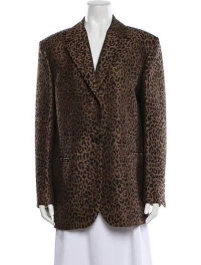 Pre-owned Golden Goose Virgin Wool Animal Print Blazer In Neutral