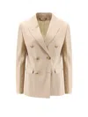 Golden Goose Womens Double-breasted Blazer In Sand With Gold Heraldic Buttons In Nude