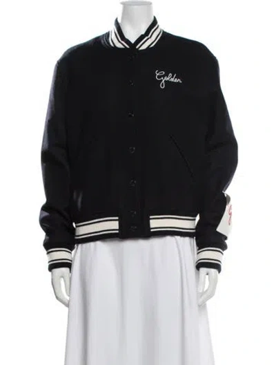 Pre-owned Golden Goose Virgin Wool Bomber Jacket In Black